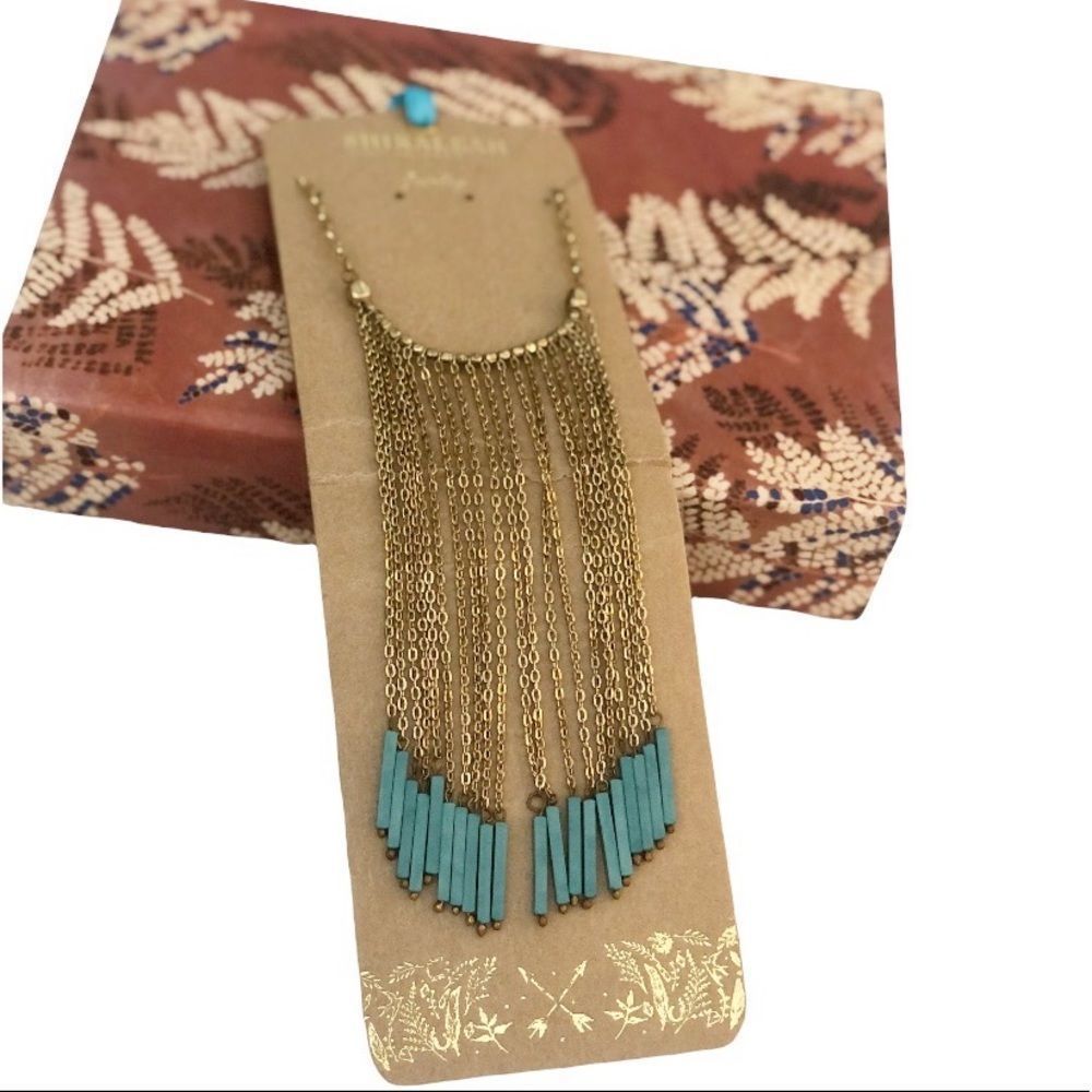SHIRALEAH JEWELRY EULALIA TURQUOISE FRINGE NECKLACE BOHO CHIC